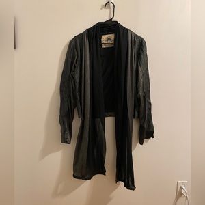 Religion leather jacket with scarf detail